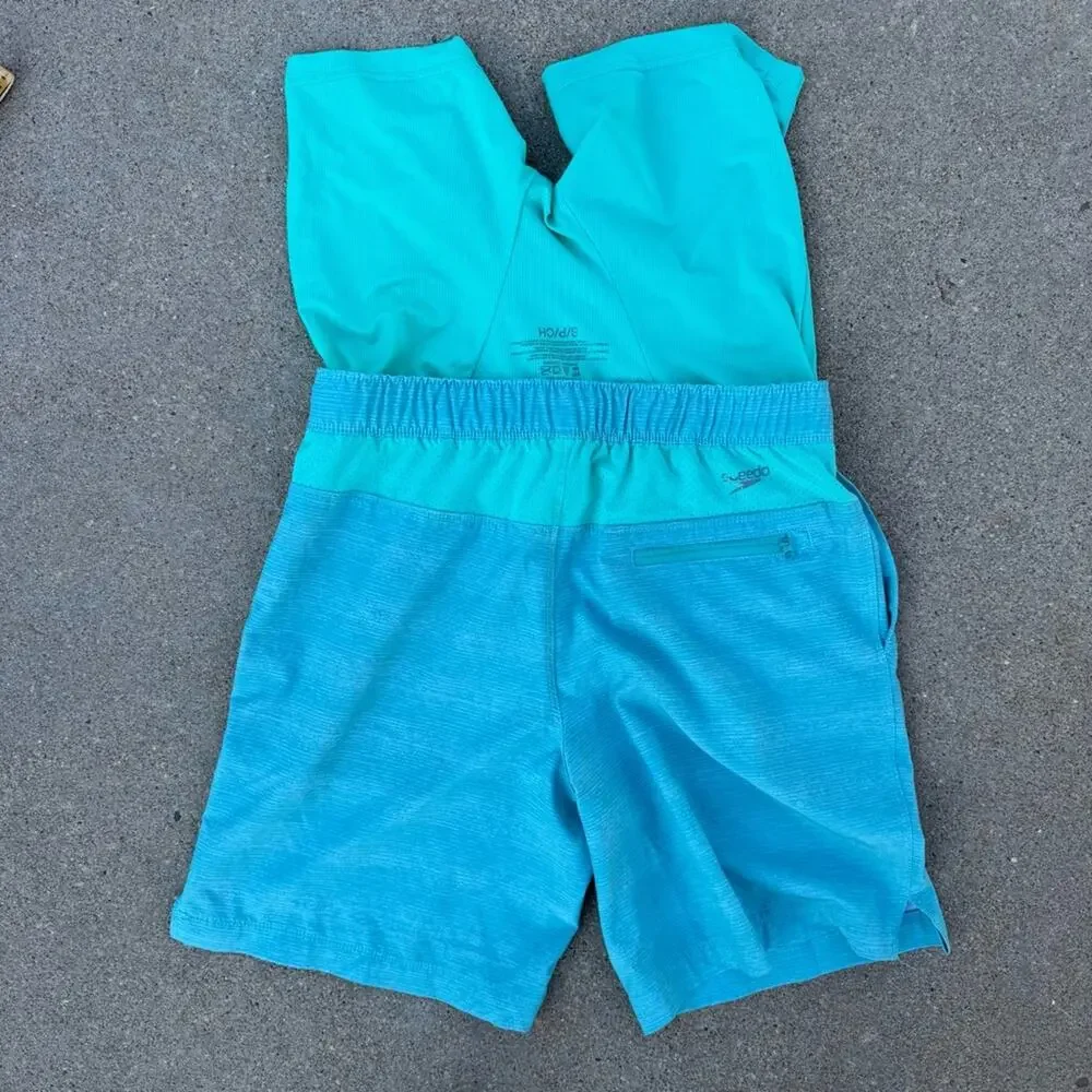Speedo Swim Trunks Aqua Ceramic Blue Tech Volley Board Short SMALL Style 7778229